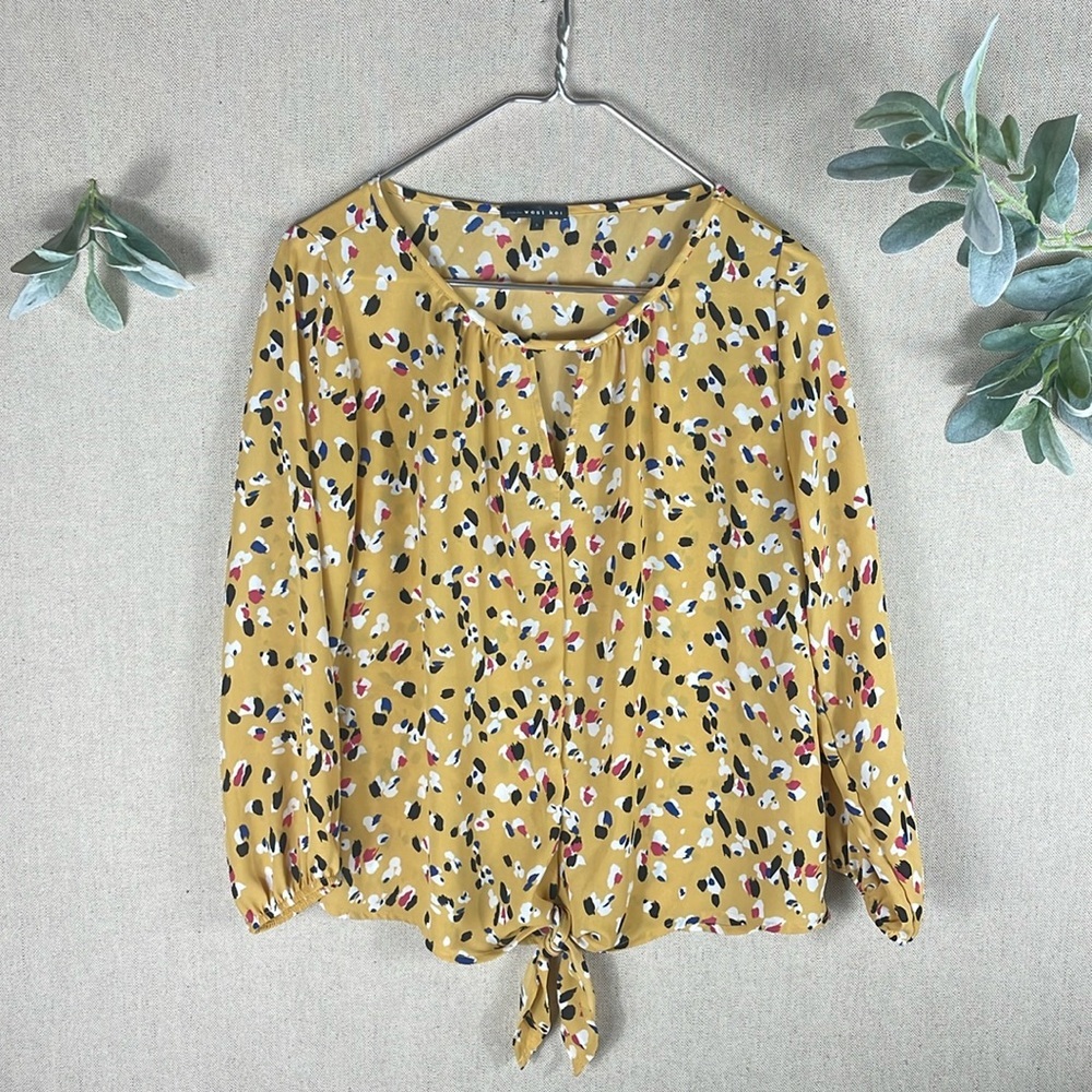 West Kei > Yellow Floral Long Sleeve Blouse Small